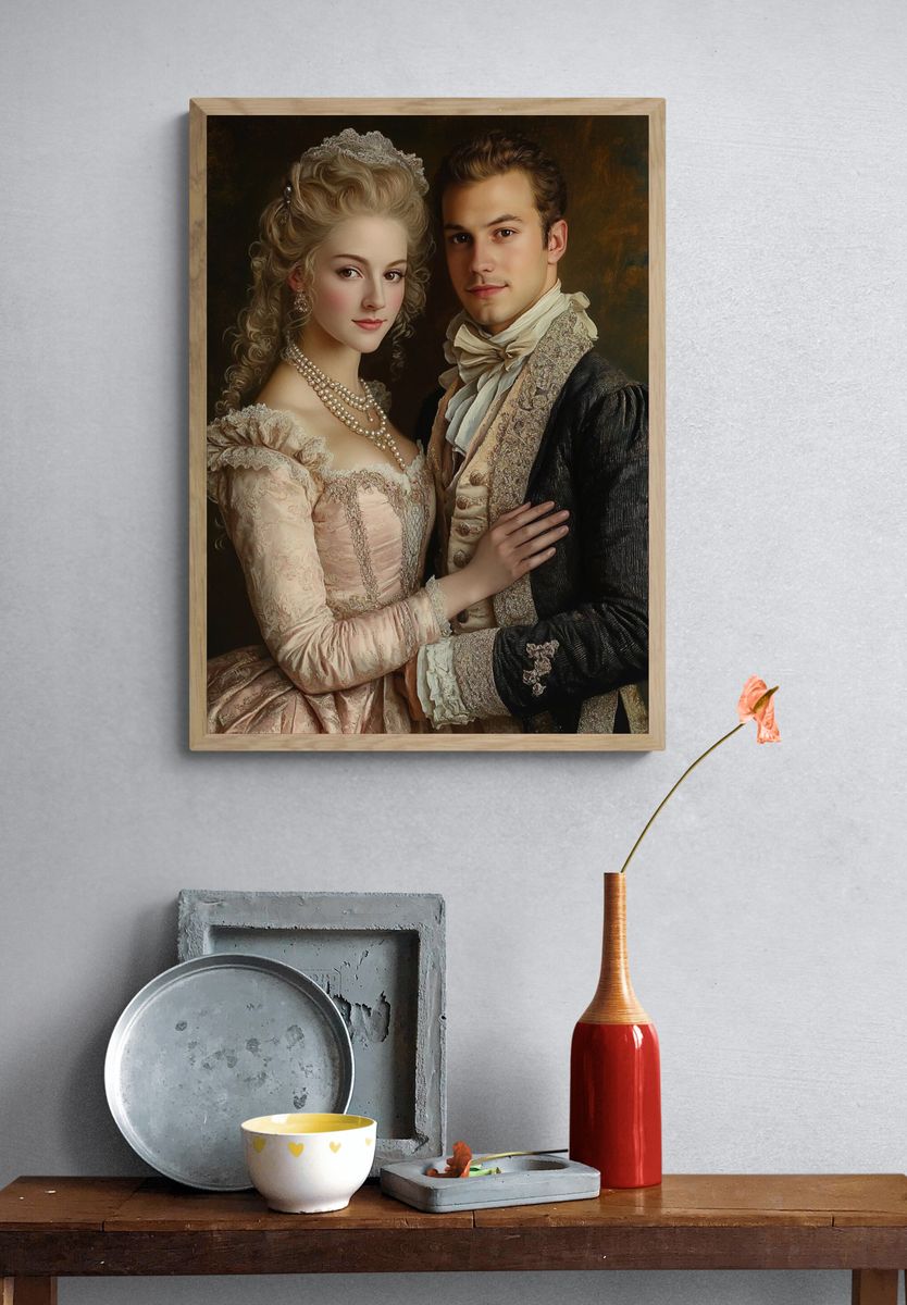 Regency Couple Portrait Print. — room view 3