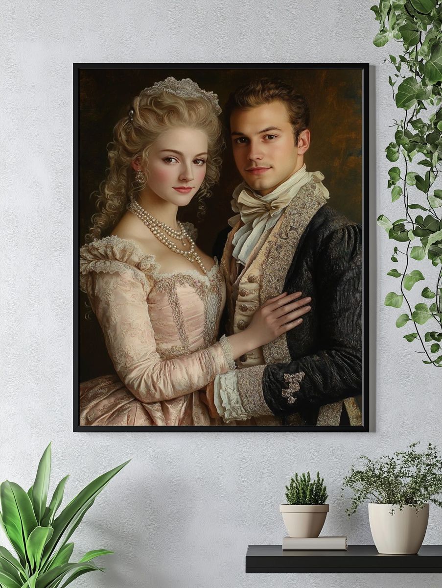 Regency Couple Portrait Print. — room view 4