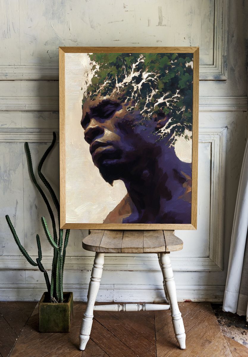 Abstract Portrait Oil Print. room preview