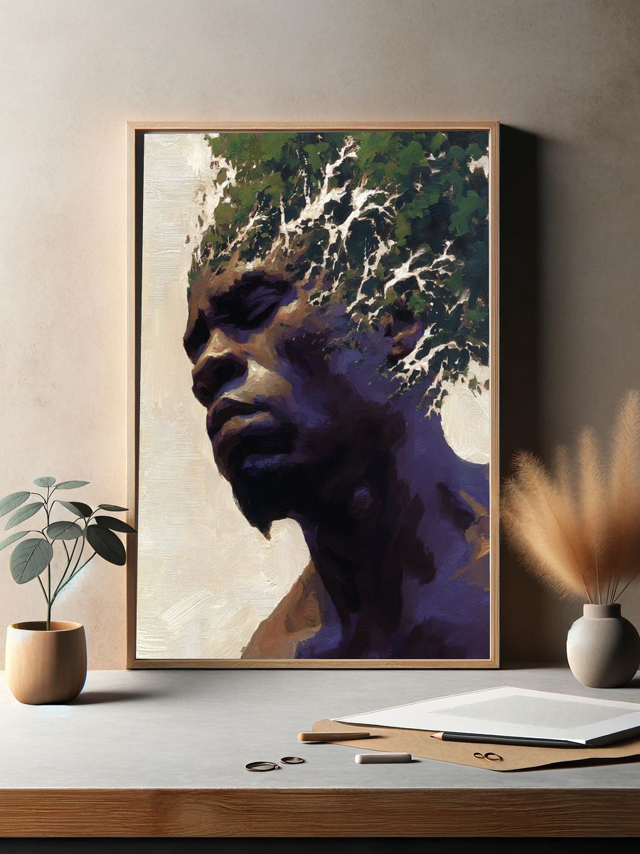 Abstract Portrait Oil Print. — room view 2