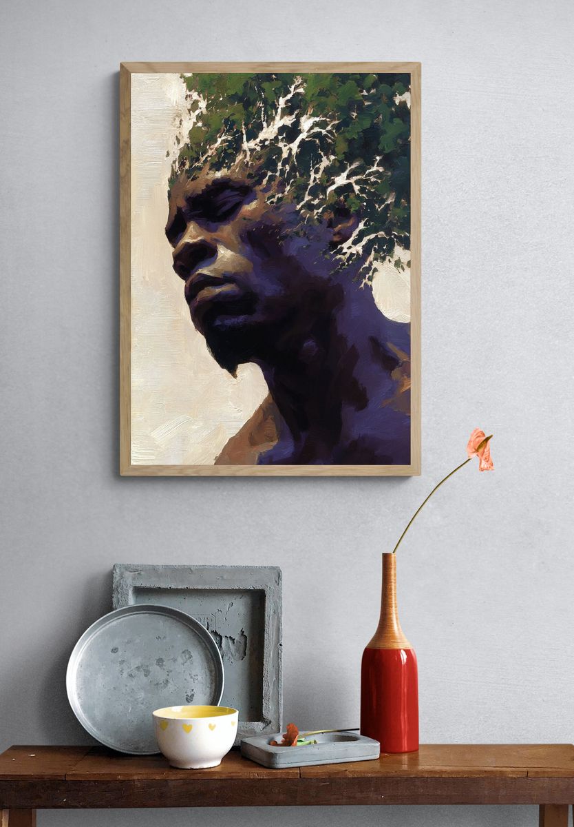 Abstract Portrait Oil Print. — room view 3