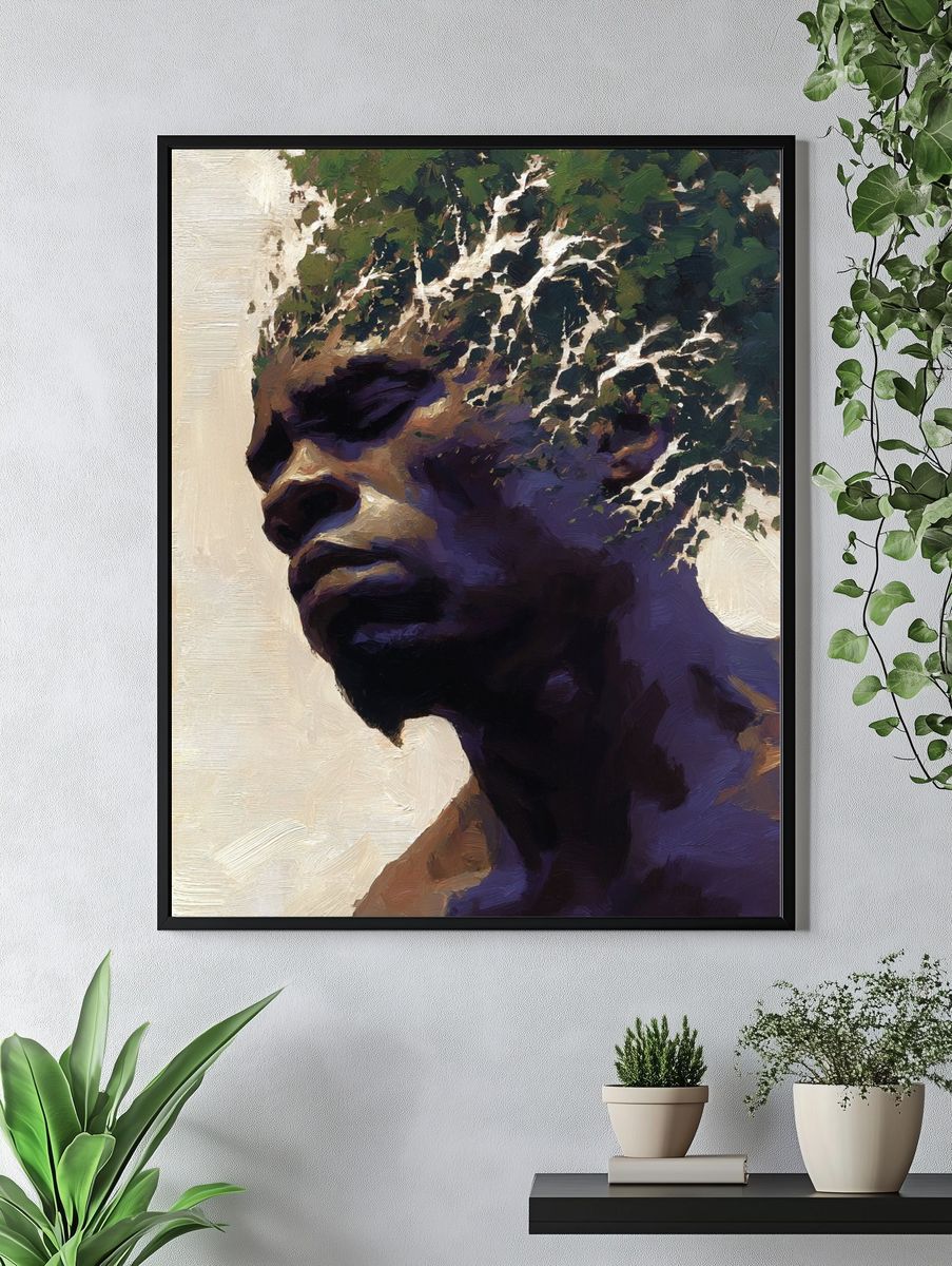 Abstract Portrait Oil Print. — room view 4