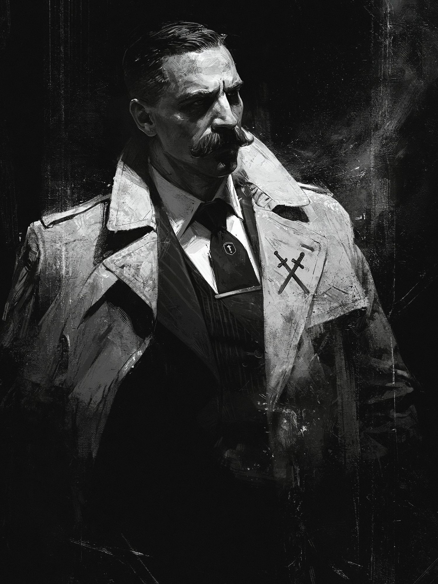 Noir Detective Portrait Print. poster — fine-art art