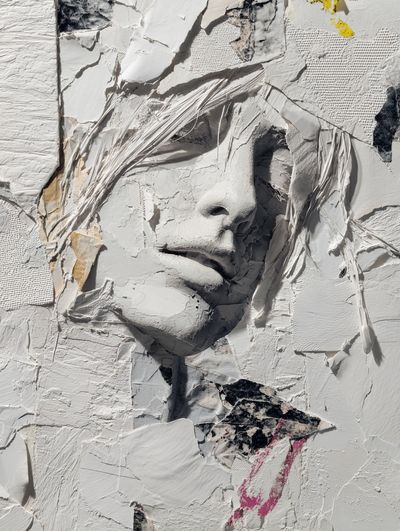 Textured White Face Collage Poster. poster print