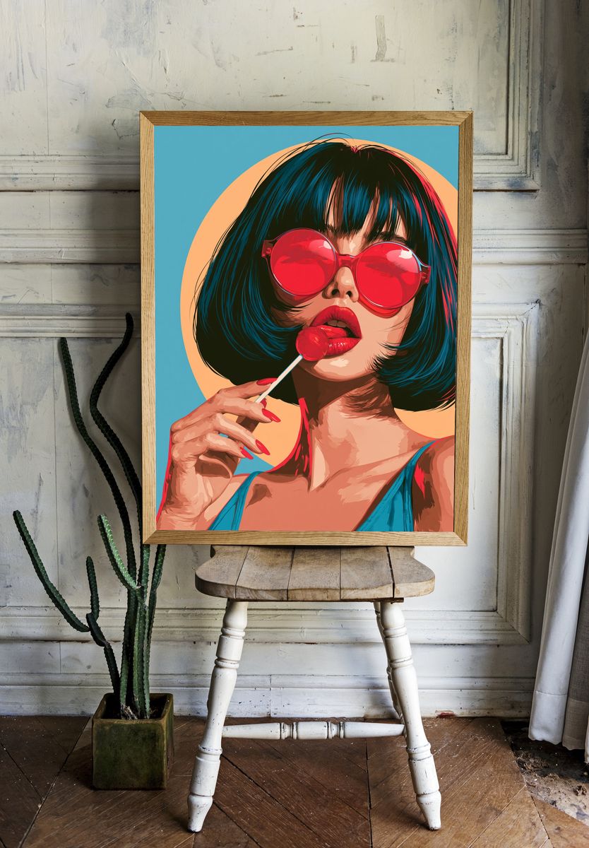 Pop Art Woman with Lollipop Poster. — room view 1