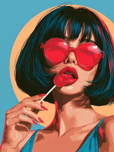 Pop Art Woman with Lollipop Poster.