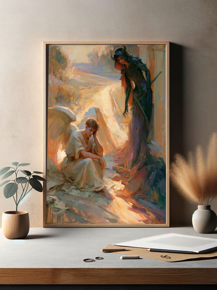 Fantasy Figures Oil Painting Poster. — room view 2