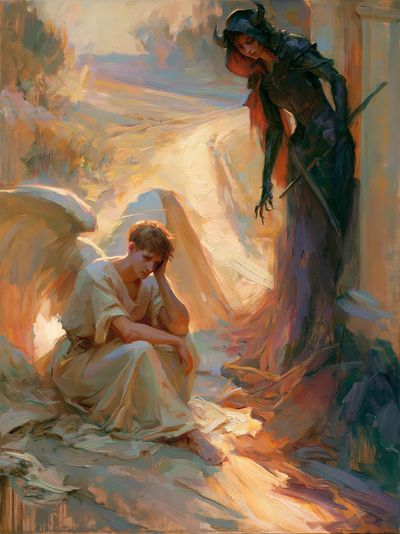 Fantasy Figures Oil Painting Poster.