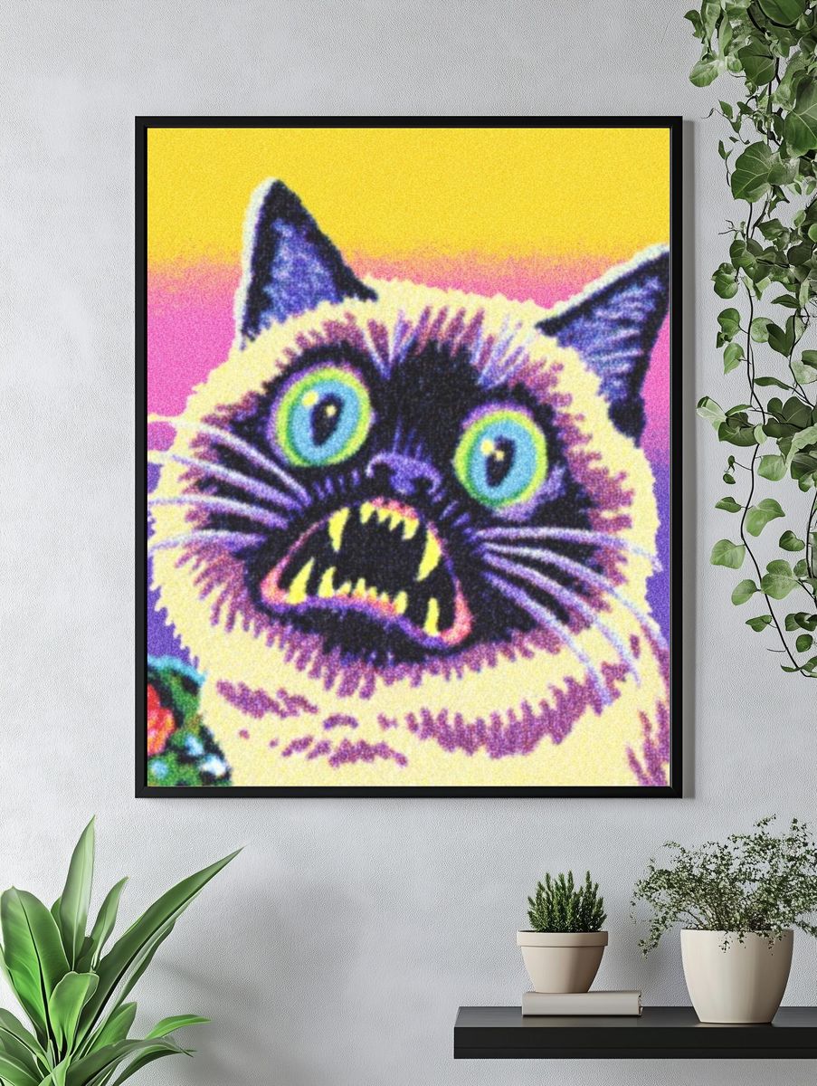 Psychedelic Cat Pop-Art Poster. — room view 4
