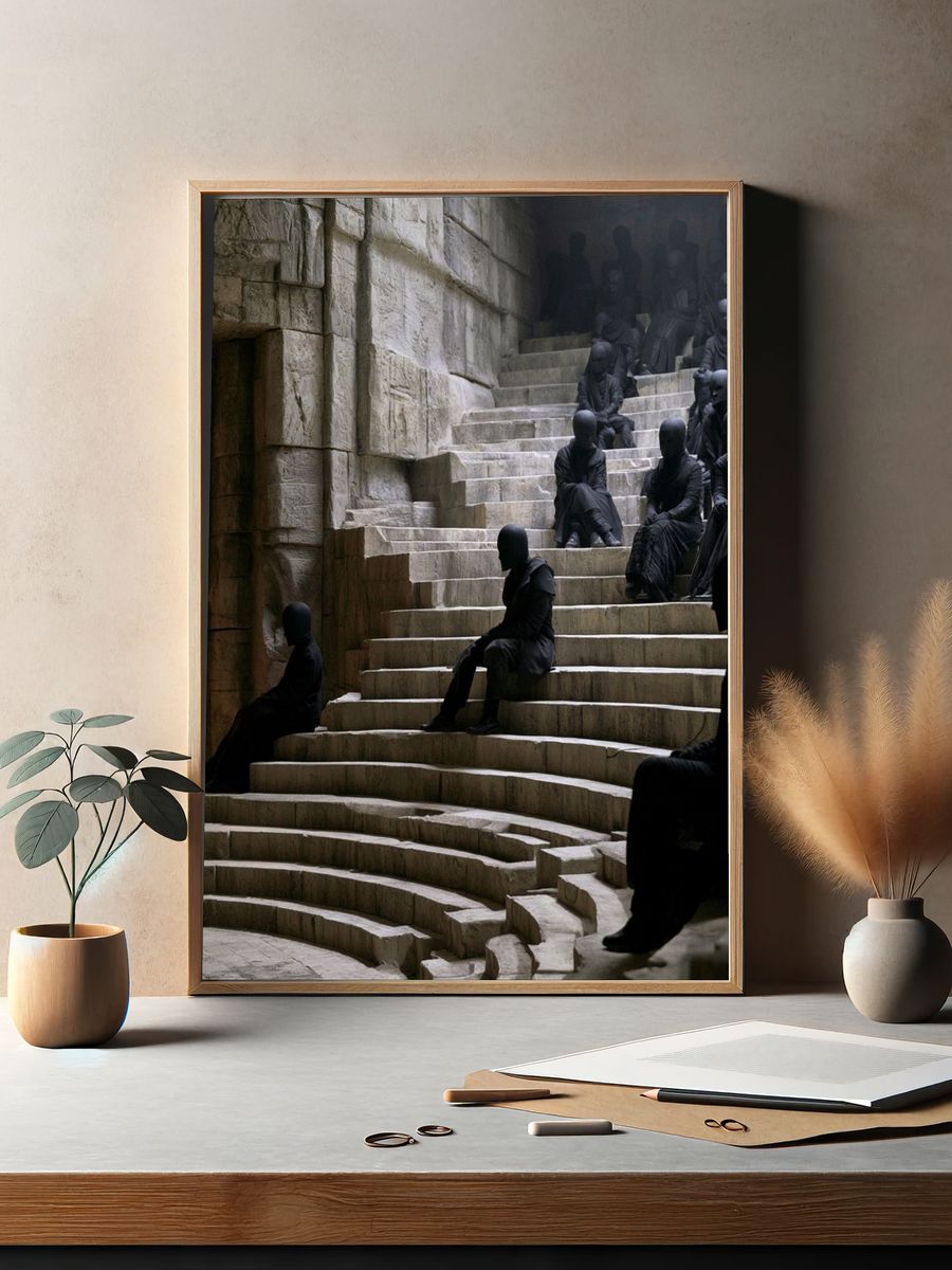 Stone Amphitheater Figures Fine-Art Print. — room view 2