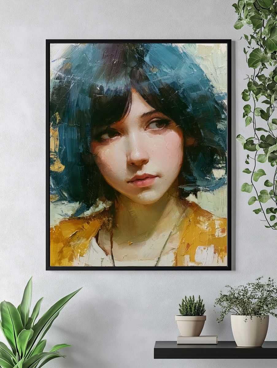 Blue-Haired Portrait Fine-Art Print. — room view 4
