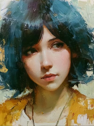 Blue-Haired Portrait Fine-Art Print.