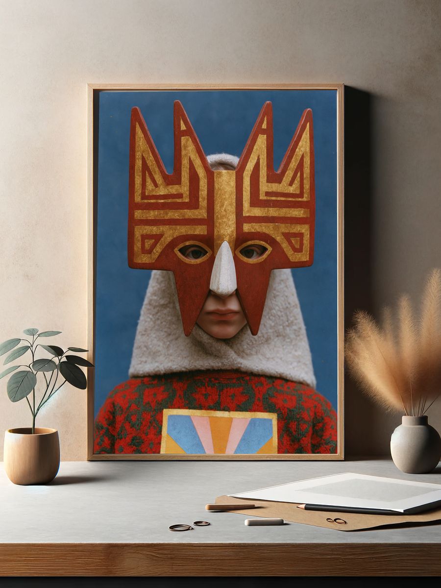 Masked Figure Portrait Print. — room view 2