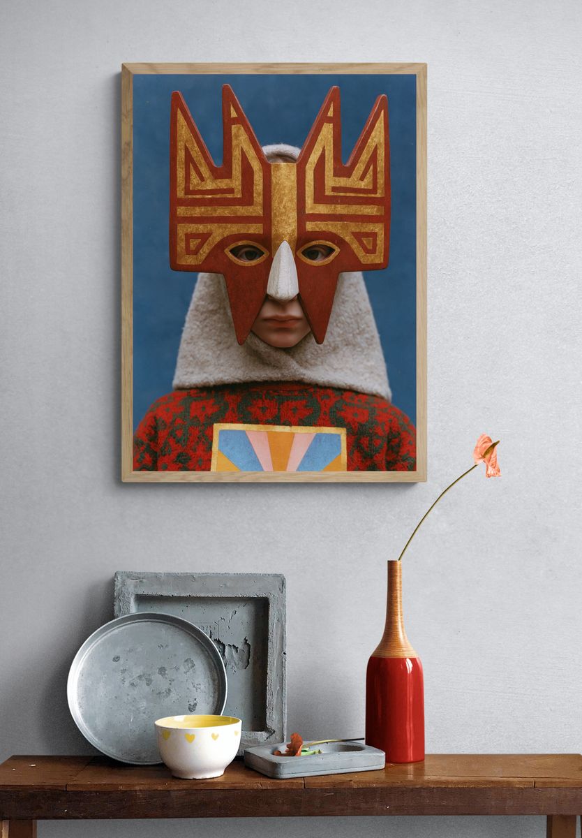 Masked Figure Portrait Print. — room view 3