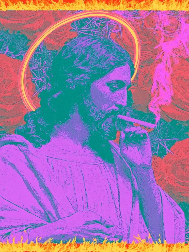 Neon Saint Pop-Art Poster. poster detail