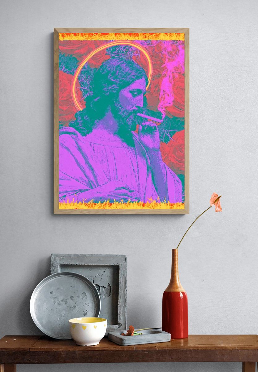Neon Saint Pop-Art Poster. — room view 3