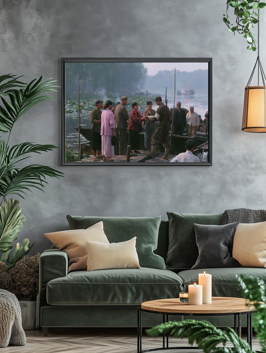 River Crossing Oil Painting Poster. — room view 4