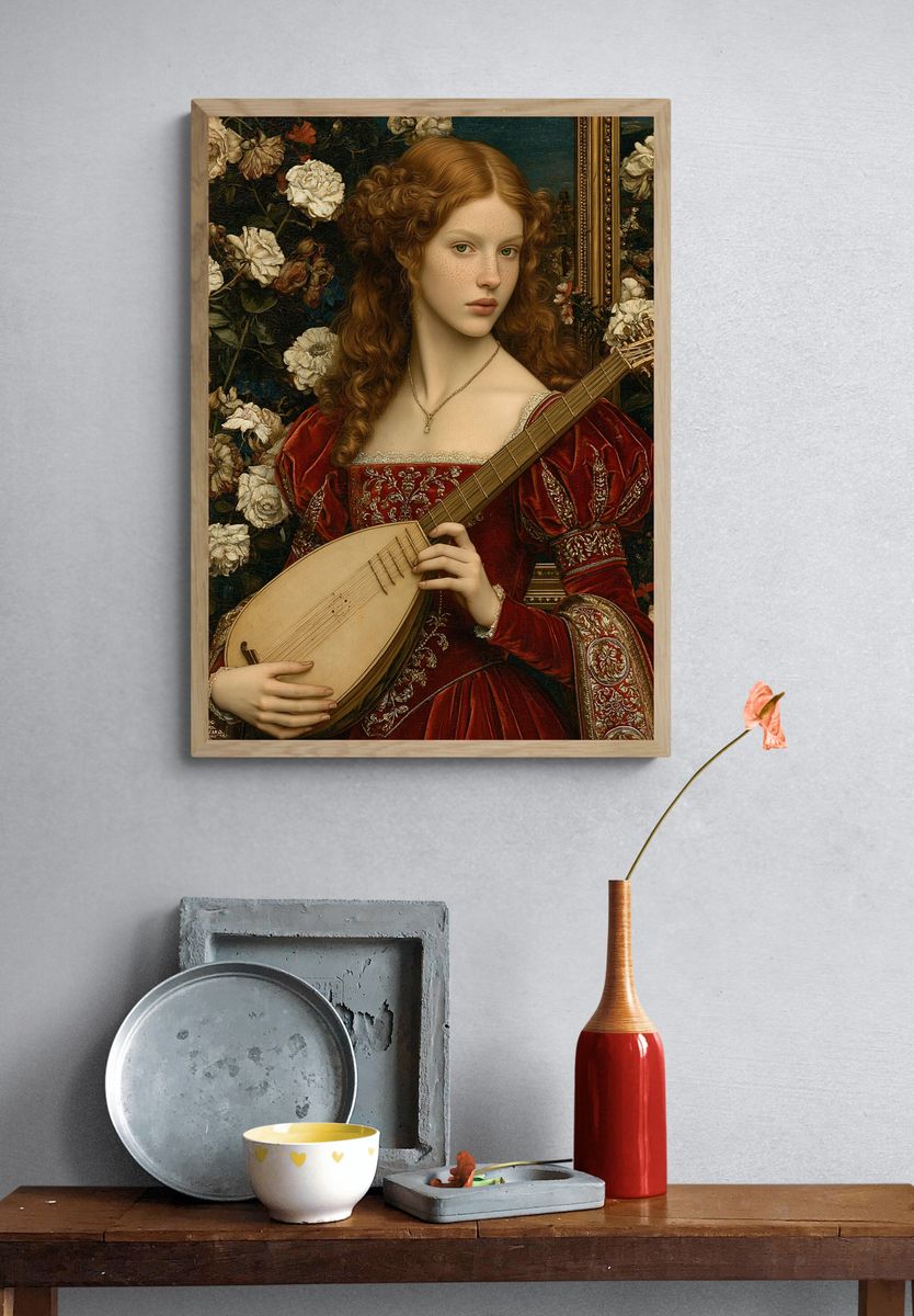 Renaissance Lute Portrait Print. — room view 3