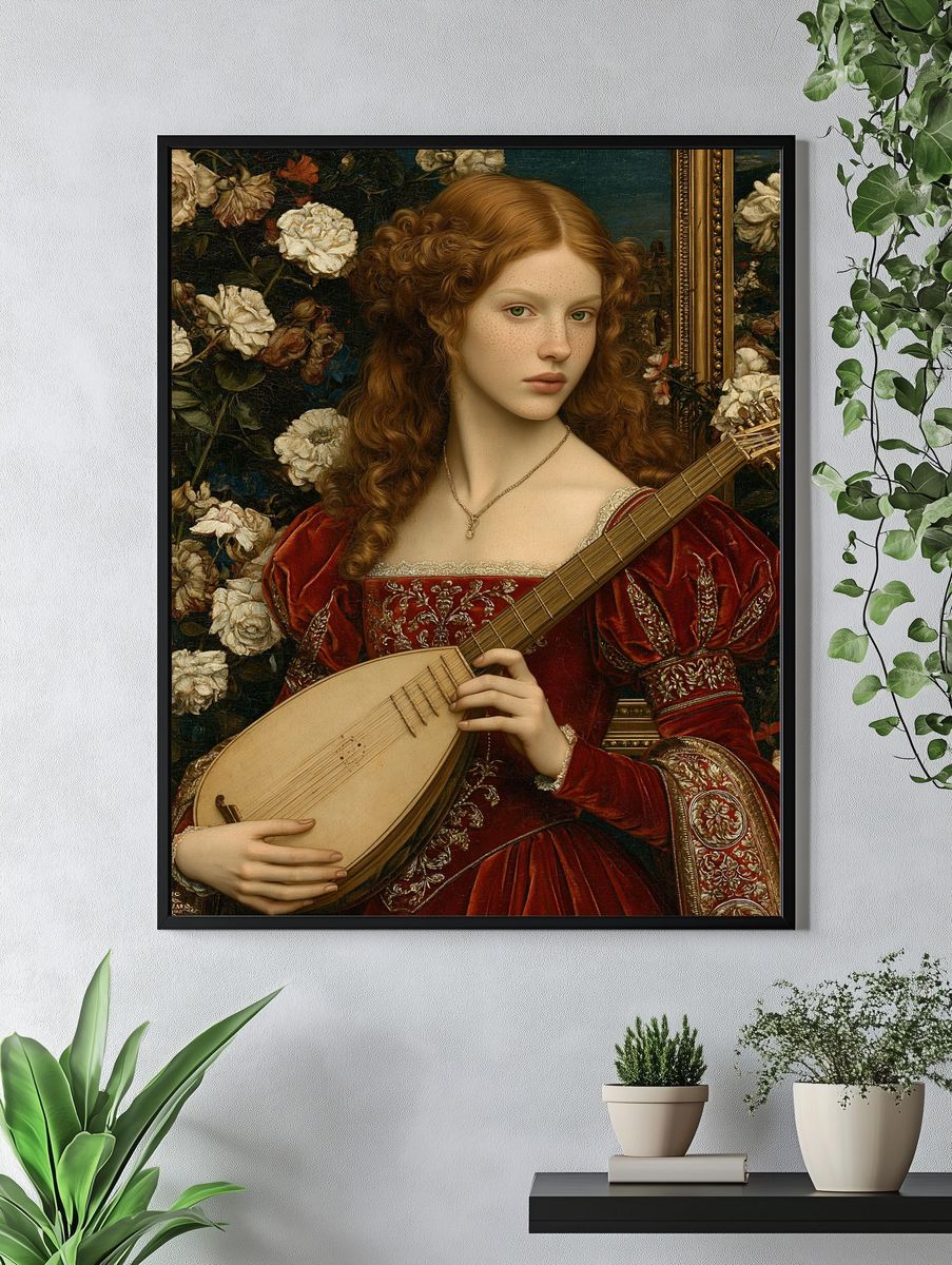 Renaissance Lute Portrait Print. — room view 4