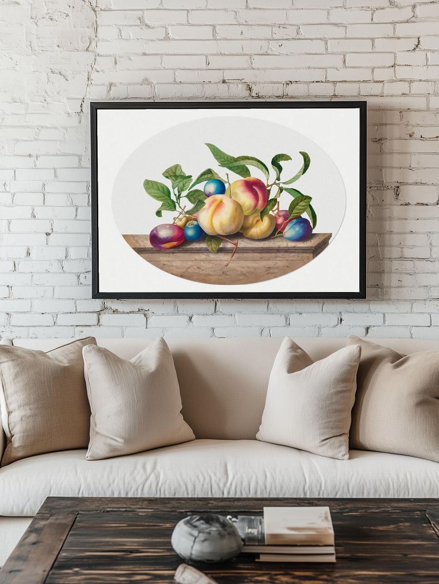 Fruit Arrangement: Peaches Plums Slab. room preview