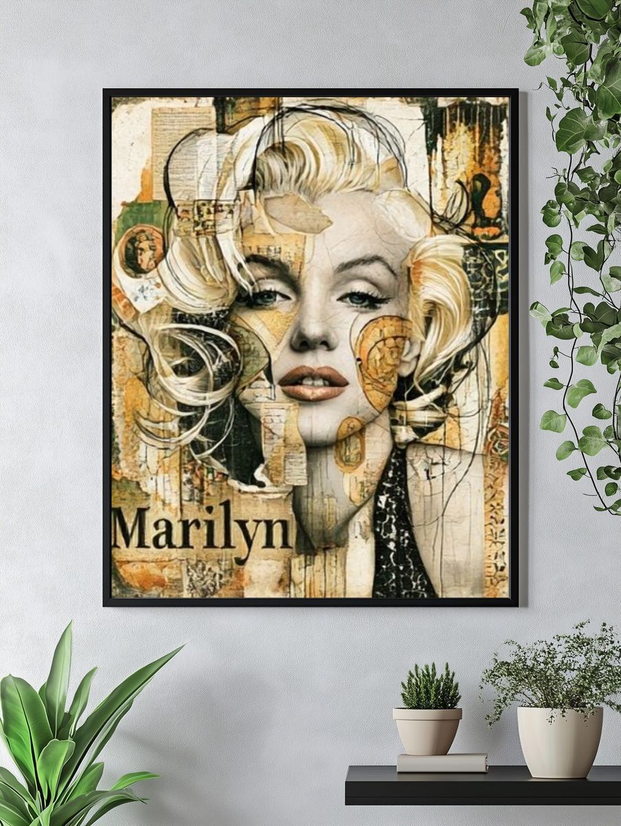 Marilyn Collage Portrait Print. — room view 4