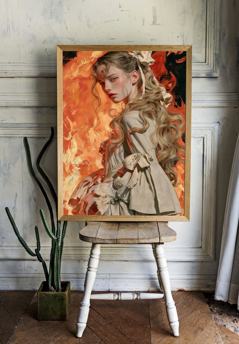Baroque Portrait in Flame Poster. room preview