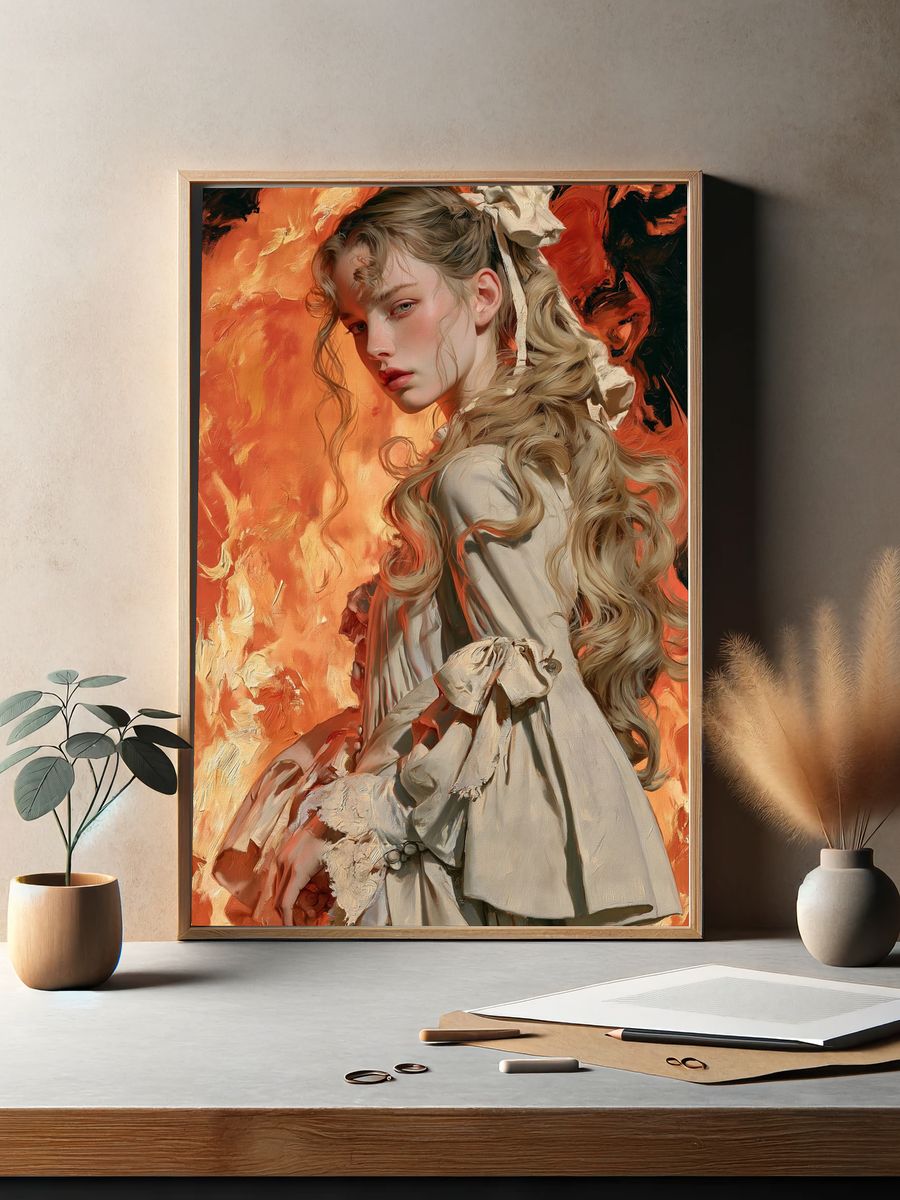 Baroque Portrait in Flame Poster. — room view 2