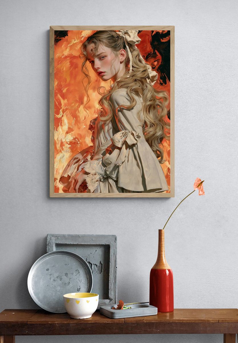 Baroque Portrait in Flame Poster. — room view 3