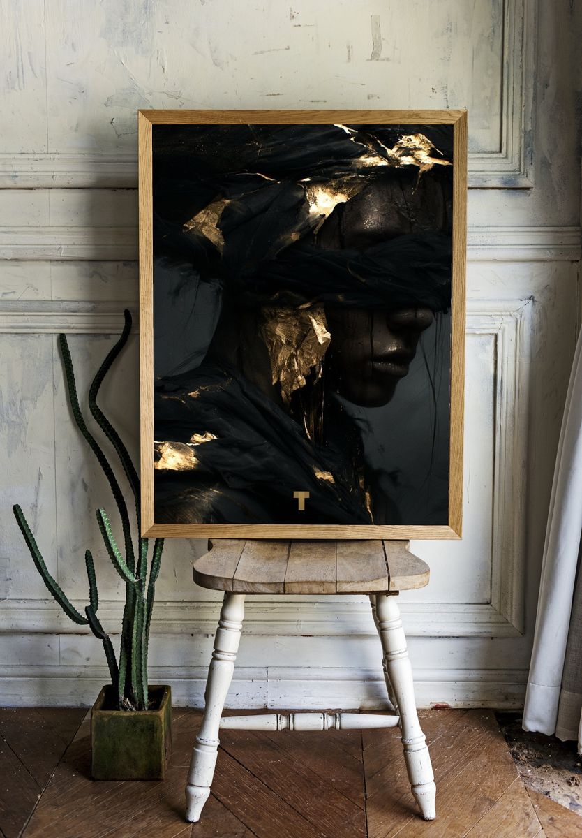 Gilded Shadow Portrait Print. — room view 1