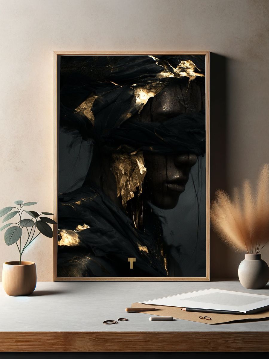 Gilded Shadow Portrait Print. — room view 2
