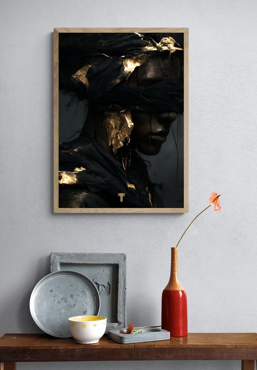 Gilded Shadow Portrait Print. — room view 3