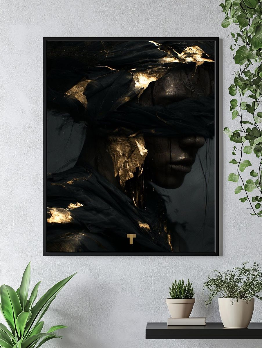 Gilded Shadow Portrait Print. — room view 4