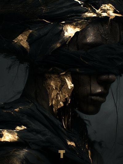 Gilded Shadow Portrait Print. poster