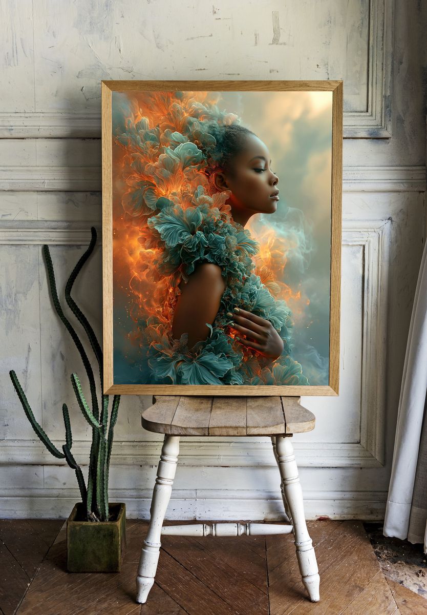 Dreamlike Floral Portrait Print. room preview