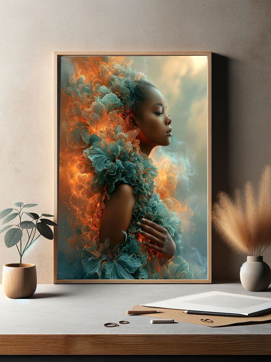 Dreamlike Floral Portrait Print. — room view 2