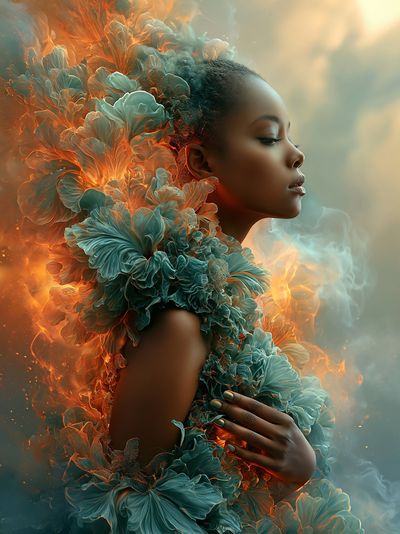 Dreamlike Floral Portrait Print. poster