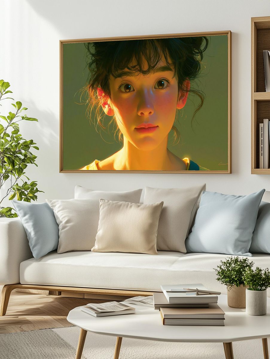Curious Girl Portrait Print. — room view 2