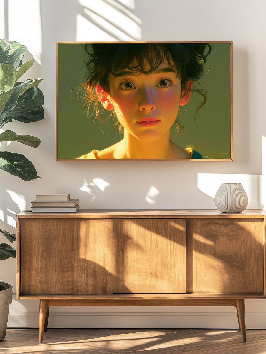 Curious Girl Portrait Print. — room view 3