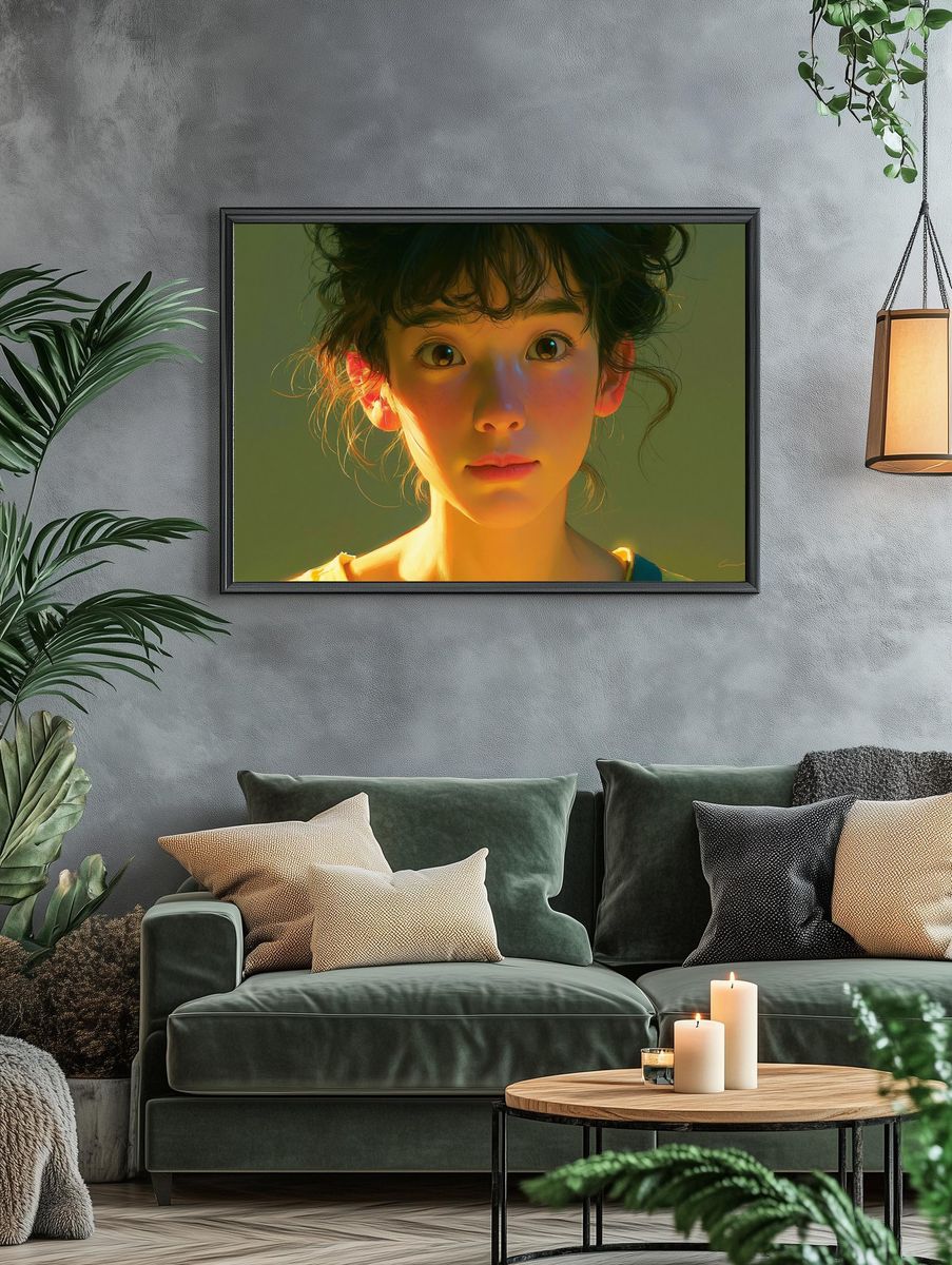 Curious Girl Portrait Print. — room view 4
