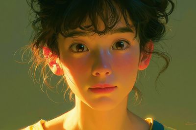 Curious Girl Portrait Print. poster