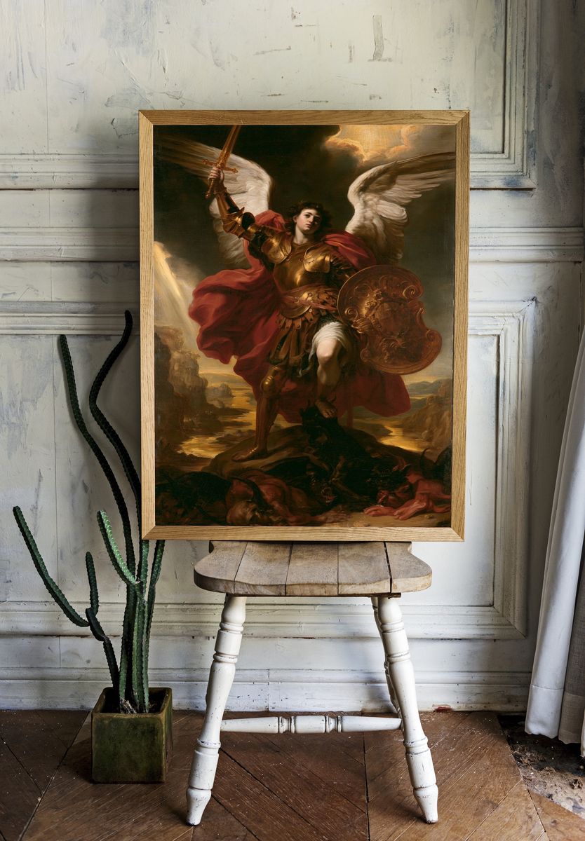 Archangel Michael Baroque Print. — room view 1