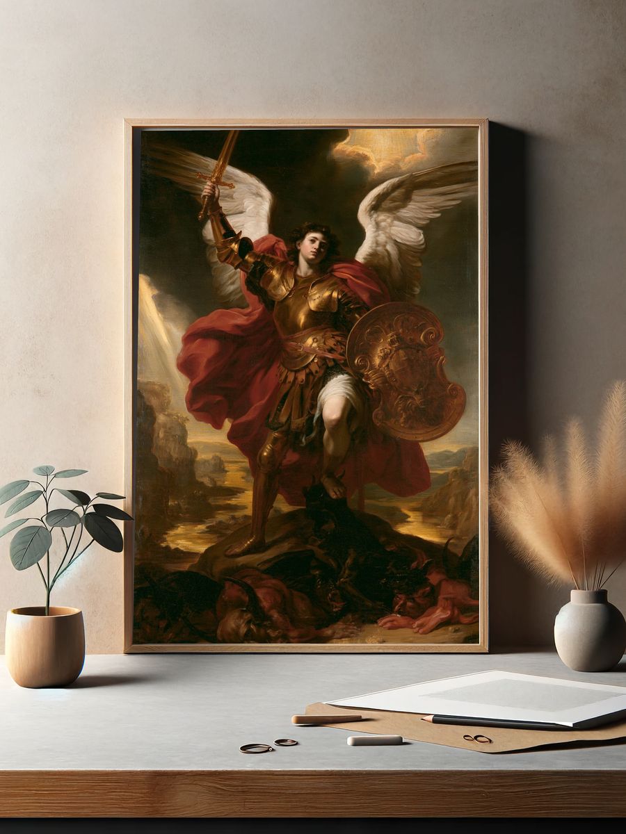 Archangel Michael Baroque Print. — room view 2