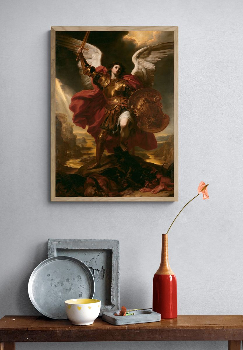 Archangel Michael Baroque Print. — room view 3