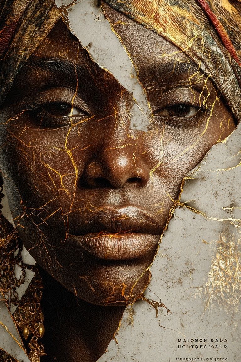 Golden Portrait Collage Print. poster detail
