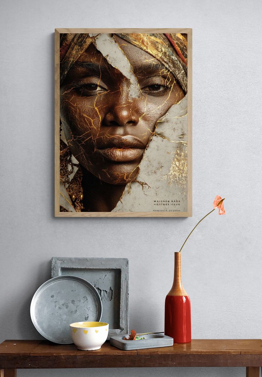 Golden Portrait Collage Print. — room view 3