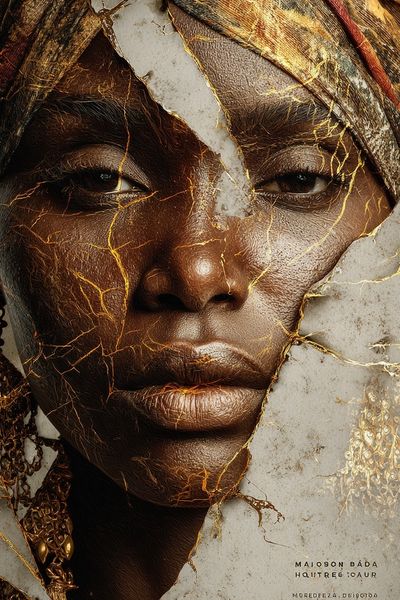 Golden Portrait Collage Print.
