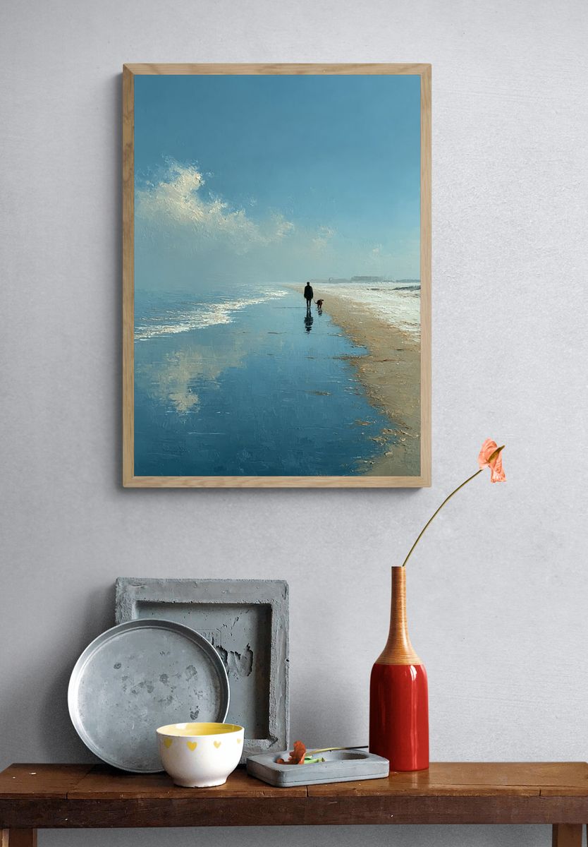 Solitary Beach Walk Painting Poster. — room view 3