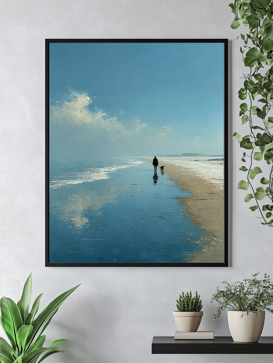 Solitary Beach Walk Painting Poster. — room view 4