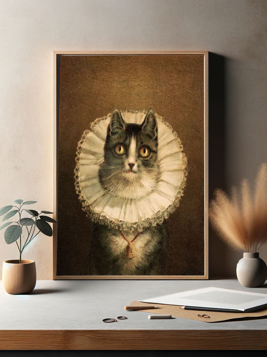 widow (1861–1897), vintage cat portrait. — room view 2