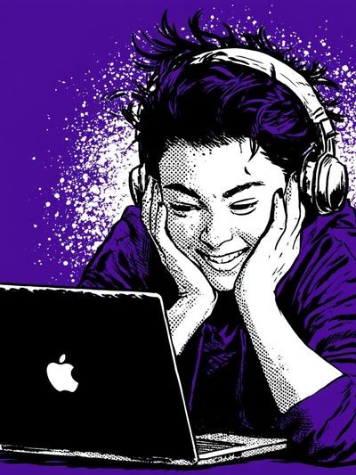 Headphones and Laptop Pop-Art Poster.